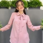 Jessica Pembe Fular Bağlamalı Yaka Gömlek