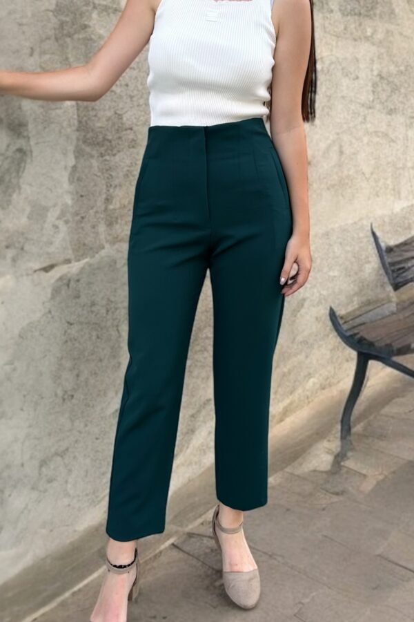 Double İtalyan Pensli Zra Model Yeşil Pantolon - Görsel 3
