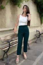 Double İtalyan Pensli Zra Model Yeşil Pantolon - Görsel 2