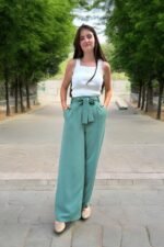 Double İtalyan Kuşaklı Bol Paça Kahverengi Pantolon - Görsel 3