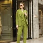 Yeşil Double İtalyan Blazer Ceket Yelek ve Pantolon Takım