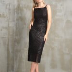 Astarlı Pul Payet İşlemeli Askılı Elbise