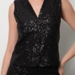 Siyah Pul Payet Yelek