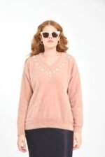 Pudra V Yaka İşleme Detay Yumoş Kazak