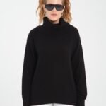 Siyah Degaje Yaka Triko Kazak