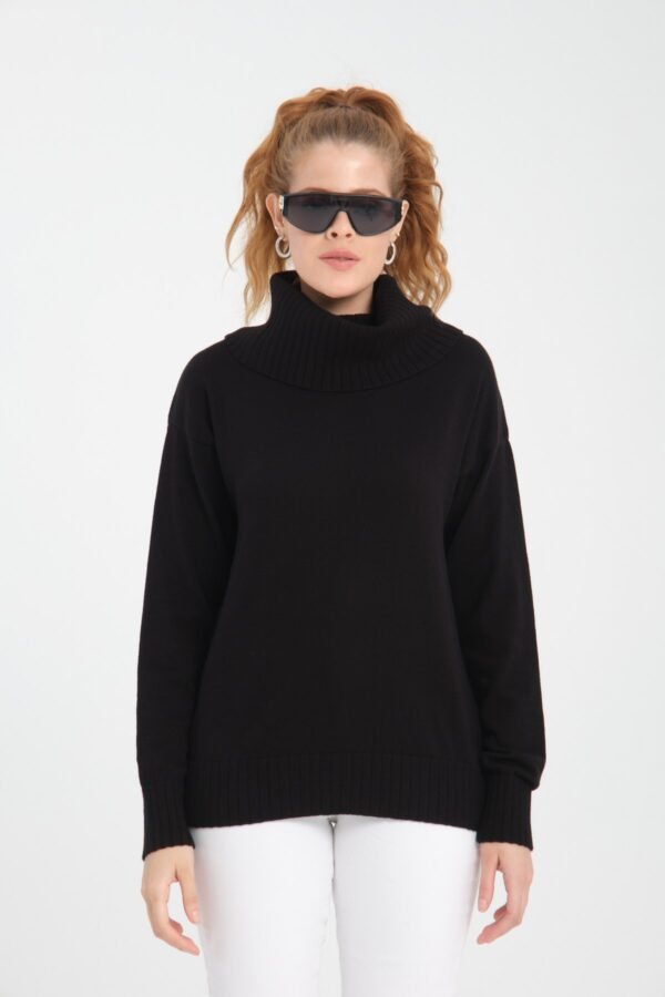 Gri Degaje Yaka Triko Kazak - Görsel 3