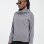 Gri Degaje Yaka Triko Kazak