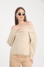 Siyah Madonna Yaka Fitilli Kazak - Görsel 2