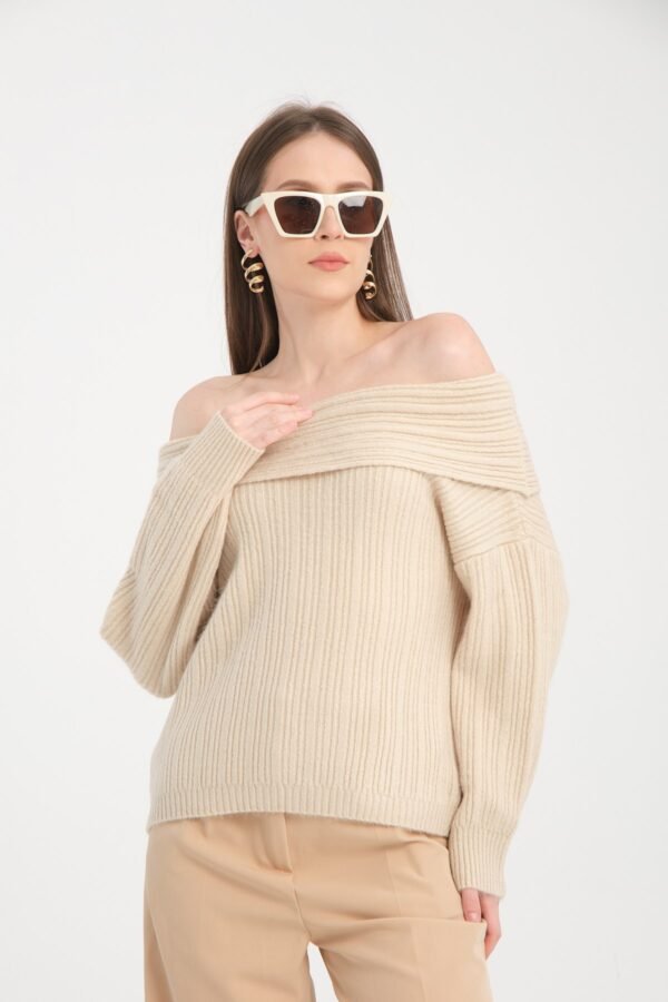 Siyah Madonna Yaka Fitilli Kazak - Görsel 2