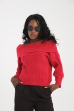 Siyah Madonna Yaka Fitilli Kazak - Görsel 3