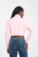 Pembe Boğazlı Crop Kazak - Görsel 2