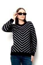 Beyaz Bisiklet Yaka Taş İşlemeli Triko Kazak - Görsel 3