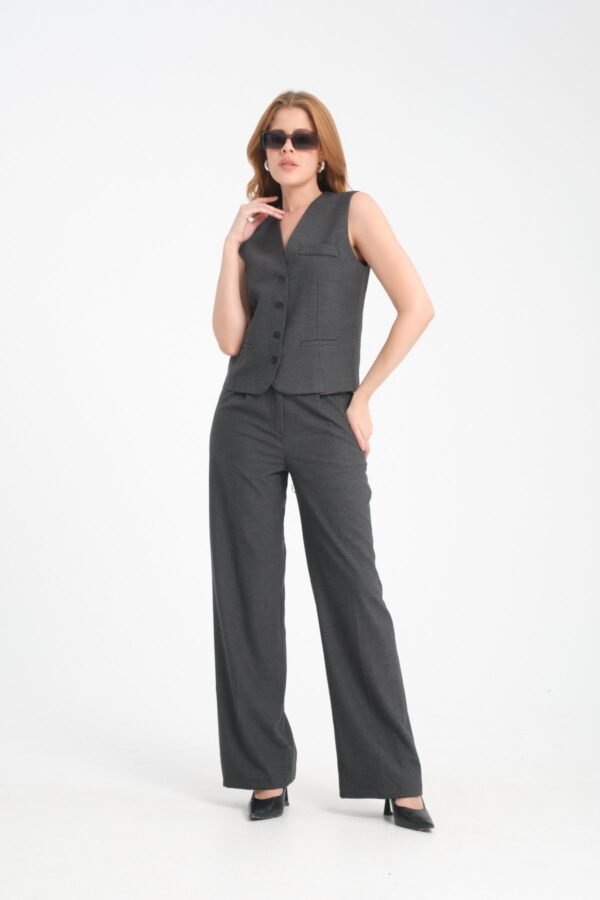 Gri Ceket Yelek Pantolon Takım - Görsel 4