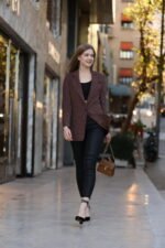 Kahverengi Kadife Fitilli Blazer Ceket