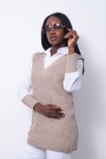 Siyah V Yaka Örgü Süveter Gömlek - Görsel 2