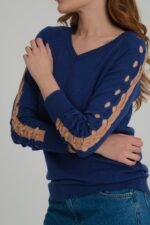 Siyah Kol Delik Detay Triko Bluz Kazak - Görsel 3