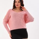 Pembe Kol Yırtmaç Detay Triko Bluz Kazak