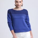 Mavi Triko Yuvarlak Yaka Bluz Kazak