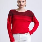 Kırmızı Triko Yuvarlak Yaka Bluz Kazak