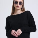 Siyah Triko Yuvarlak Yaka Bluz Kazak