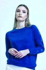 Siyah Bisiklet Yaka Triko Bluz Kazak - Görsel 2