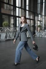 Kruvaze Gri Tek Düğmeli Blazer Ceket