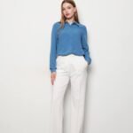 Double İtalyan Pensli Beyaz Pantolon