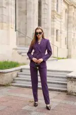 Mor Blazer Ceket Pantolon Takım