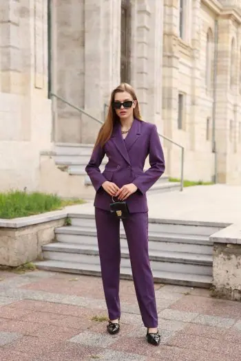 Mor Blazer Ceket Pantolon Takım