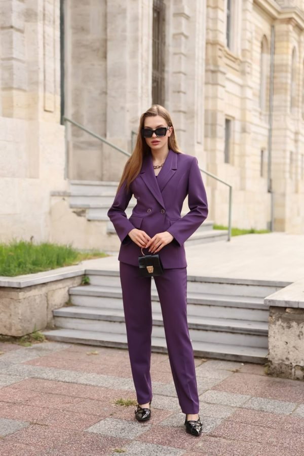 Saks Mavisi Blazer Ceket Pantolon Takım - Görsel 4