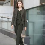 Haki Blazer Ceket Yelek ve Pantolon Takım