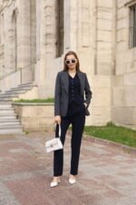 Lacivert Blazer Ceket Yelek ve Pantolon Takım