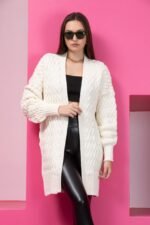 Siyah Örgü Model Uzun Hırka - Görsel 3