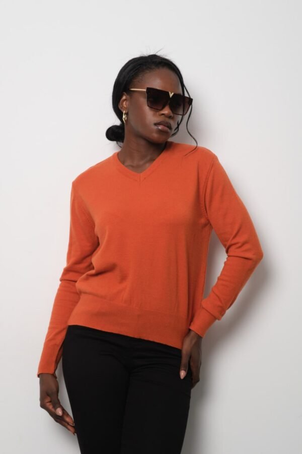 Gri V Yaka Triko Bluz Kazak - Görsel 5