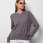 Gri V Yaka Triko Bluz Kazak