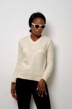 Gri V Yaka Triko Bluz Kazak - Görsel 4