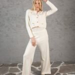 Krem Hırka ve Bol Pantolon Takım