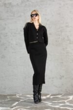 Lacivert Crop Hırka Etek Takım - Görsel 2