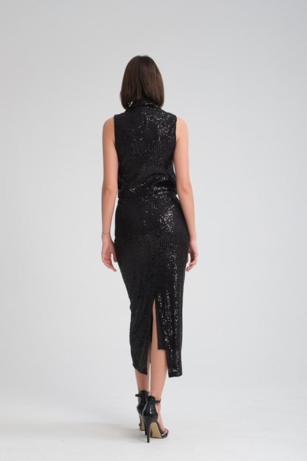 Pul Payet Yelek ve Yırtmaçlı Kalem Etek Takım - Görsel 4