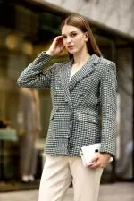 Siyah Tüvit Kruvaze Blazer Ceket - Görsel 4