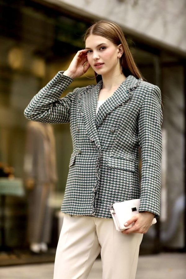 Kahve Tüvit Kruvaze Blazer Ceket - Görsel 2