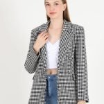 Siyah Tüvit Kruvaze Blazer Ceket