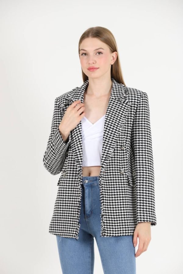 Kahve Tüvit Kruvaze Blazer Ceket - Görsel 3