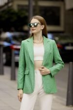 Yeşil Tüvit Kruvaze Blazer Ceket - Görsel 2