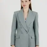 Su Yeşili Tüvit Kruvaze Blazer Ceket