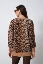 Kahverengi Leopar Desenli Bisiklet Yaka Kazak - Görsel 3