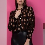Siyah Leopar Desenli Triko Hırka