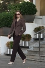 Kahverengi Blazer Ceket Yelek ve Pantolon Takım