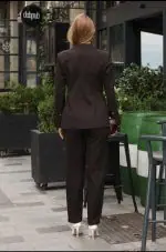 Kestane Rengi Blazer Ceket ve Pantolon Takım - Görsel 3