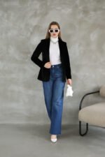 Lacivert Slim Fit Kadife Ceket - Görsel 5